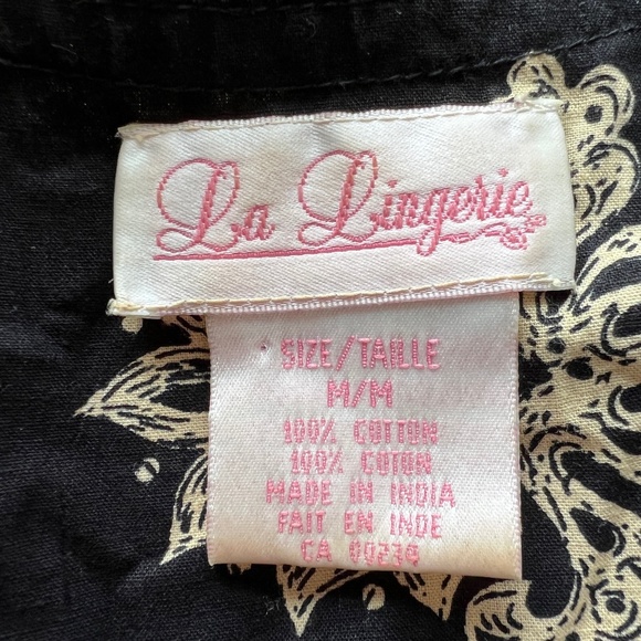 Vintage La Lingerie Lounge Dress Maxi Caftan Muumuu Size M 100% Cotton India - Picture 5 of 5